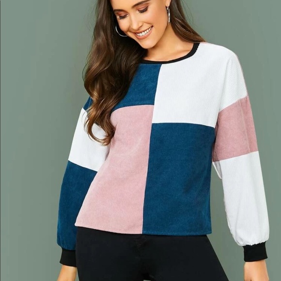 Tops - Drop shoulder color-block cord pullover-size 12